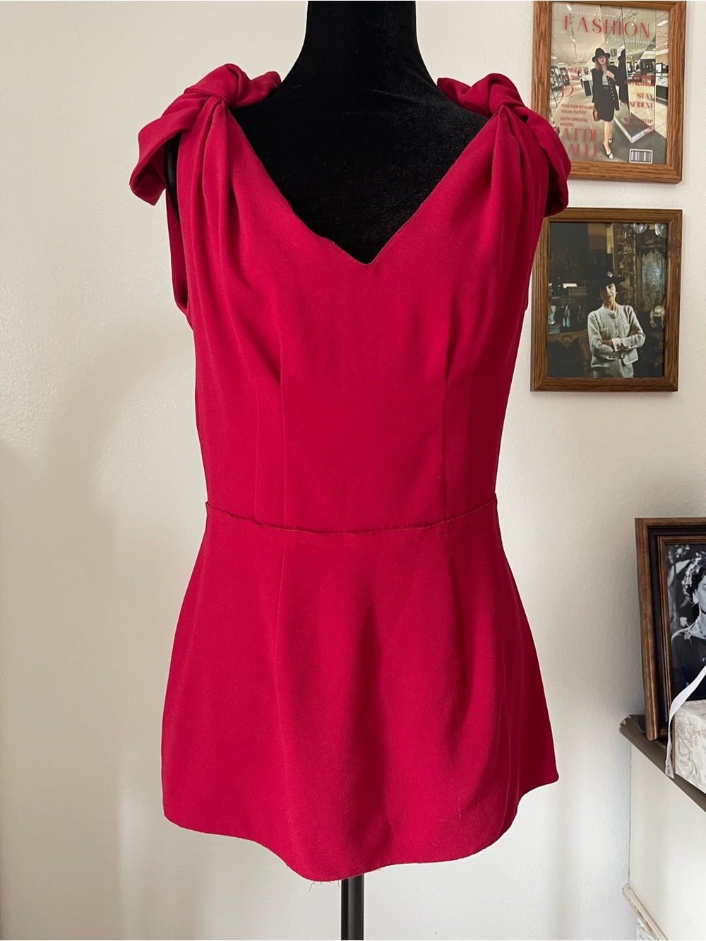 Prada Fuchsia Knot-Shoulder Tunic Top